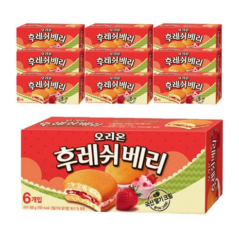 오리온 딸기 후레쉬베리, 168g, 9개
