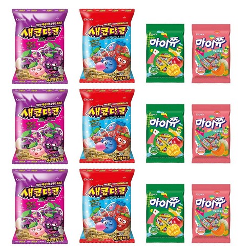 새콤달콤 포도복숭아 200g 3p+ 딸기블루베리소다 200g 3p+ 마이쮸 애플망고 100g 3p + 캔달루프 100g 3p, 600g, 3세트