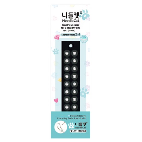 니들캣 엣지 쥬얼리 귀지압패치 귀 혈자리 이혈 기석 지압 스티커, 크리스탈 M(3.0mm), 1세트