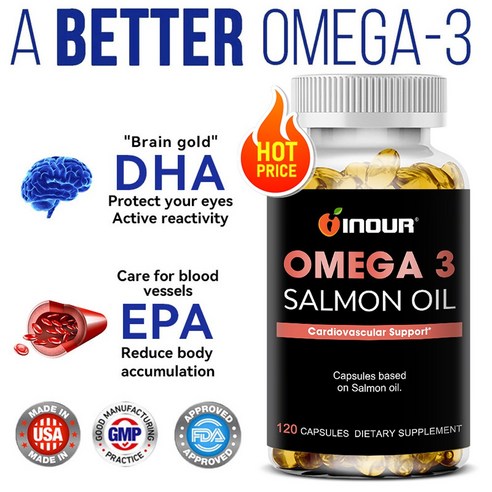 연어 오메가3 60/120캡슐 순수 연어오일 1000mg EPA 300mg DHA 200mg 혈행 건강, 2개, 60정