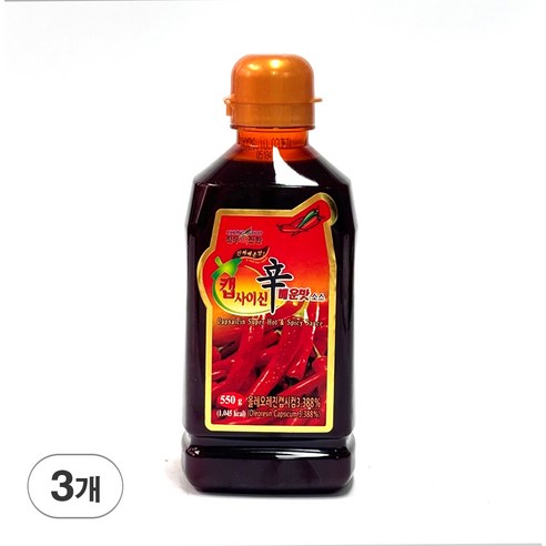 청우 캡사이신 매운맛소스550g 3개