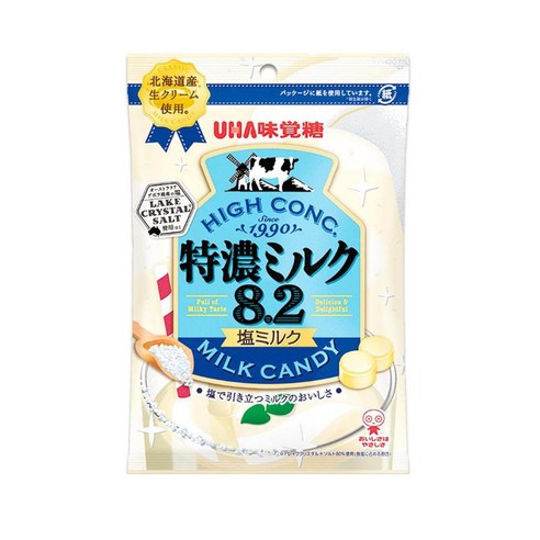미각당 UHA 특농 밀크 8.2 시오 밀크 캔디 일본사탕 75g x 6개