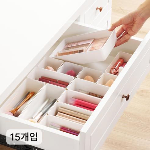 Vtopmart 조립식 다용도 서랍 정리 트레이 수납함 15p, 화이트, 1세트