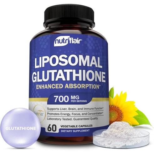 NutriFlair Liposomal Glutathione Antioxidant Brain 뉴트리 플레어 리포조말 글루타치온 700mg 60캡슐
