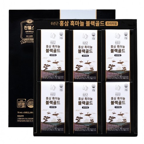 진웰스  6년근 흑마늘 블랙골드 70ml x 30포 + 쇼핑백세트