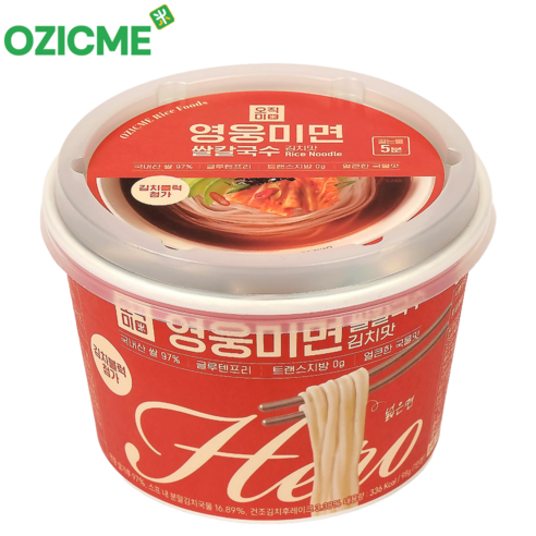 쌀국수 컵쌀국수 멸치맛 김치맛 건면 오직미 영웅미면 쌀칼국수, 98g, 12개