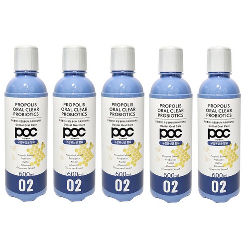 POC Pro 오랄클리어 프로폴리스 프로바이오틱스 찌꺼기 천연성분 가글, 5개, 600ml