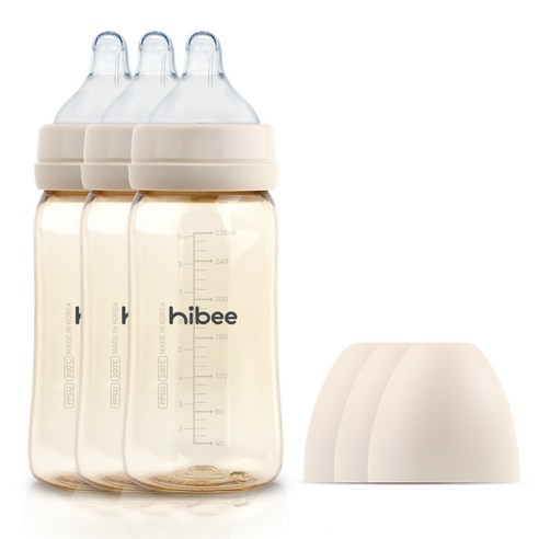 하이비 PPSU 배앓이방지 젖병 270ml 트리플팩, 베이직/L(6개월이상), 샌드, 1세트, 270ml