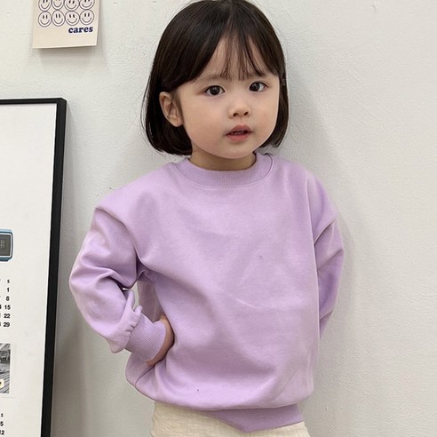 아이스토리키즈 국내산퐁퐁 무지맨투맨아기 유아동티셔츠