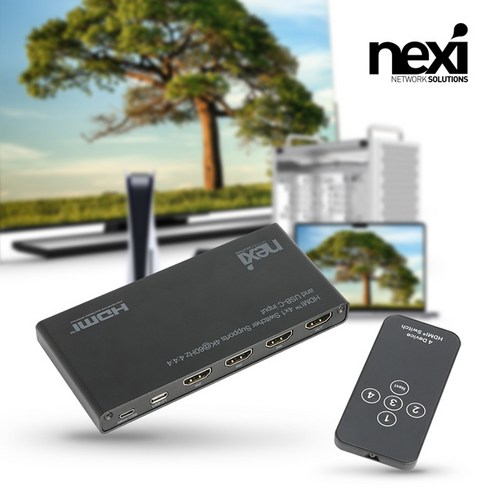 4:1 4K HDMI x 3 USB C x 1 선택기 NX-HD0401SW-4KC, 1개
