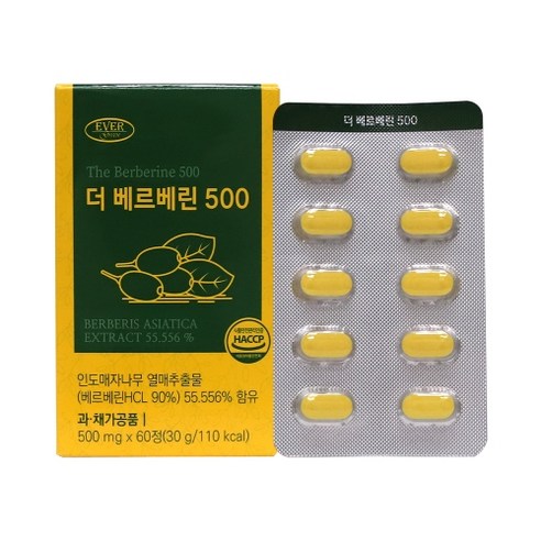 에버그린 더 베르베린 500 500mg 60정, 인도 매자나무열매 탄수화물 혈당 식단 관리