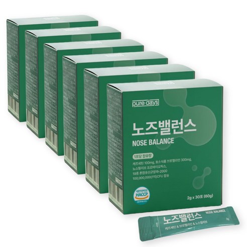 퓨어데이즈 노즈밸런스 퀘르세틴 브로멜라인 노스릴리브 특허유산균 HACCP, 180개, 2g