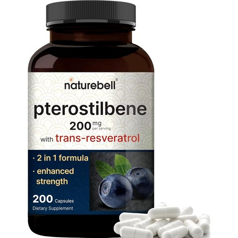 네이처벨 프테로스틸벤 200mg 200 베지캡슐 트랜스 레스베라트롤 애생블루베리 추출물