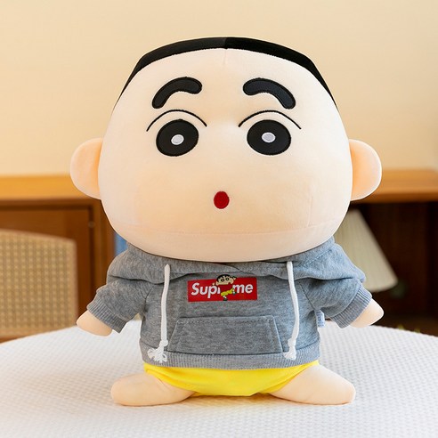 후드티 짱구 인형 파자마 코끼리 짱구 굿즈, 1개, 그레이 후드티, 26cm