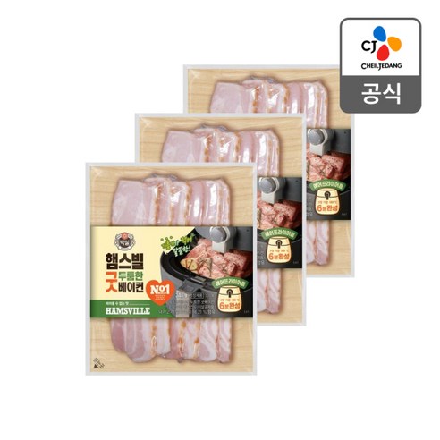 CJ제일제당 [CJ제일제당] 백설 햄스빌 두툼한 굿베이컨 340g x 3개, 340g, 3개