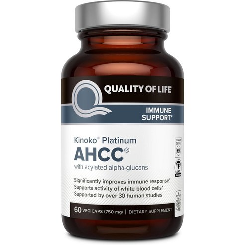 Quality of Life 프리미엄 키노코 골드 AHCC 보충제 60캡슐, 60정, 1개