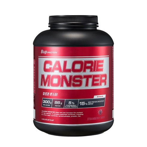 BUP 칼로리몬스터 스트로베리밀크맛 4kg, 헬스보충제 단백질보충제 체중증가 게이너, 1개, 4kg
