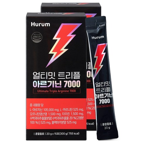 얼티밋 트리플 아르기닌 7000 식약처인증 HACCP 고함량 아르기닌 7000mg, 2개, 300g