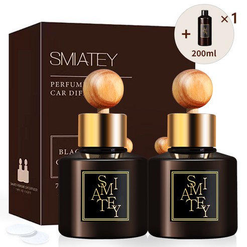 스미어티 프리미엄 퍼퓸 차량용 디퓨저 75ml 2p + 200ml 리필, 1세트, 화훼 시장