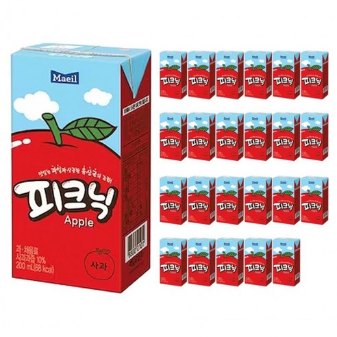 매일 피크닉 사과 200ml x 24팩 어린이집 학교 단체 간식 주스, 48개, 200ml