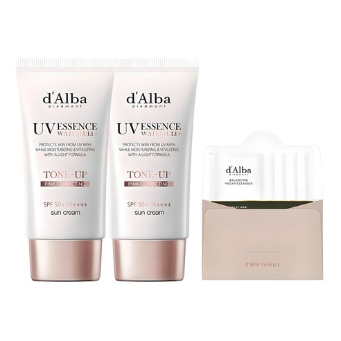 [비건뷰티] 달바 워터풀 톤업 선크림 SPF50+ PA++++ 50ml 2p + 샘플 키트 15ml 세트, 1개