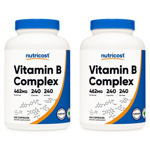 뉴트리코스트 비타민 B 콤플렉스 460mg 캡슐, 240캡슐, 1서빙 460mg, 240회분 Vitamin B Complex Capsules [460 MG] [240 CAPS], 2개, 240정