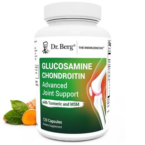 Dr. Berg 글루코사민 콘드로이틴 MSM 강황 및 보스웰리아 - 1500mg 글루코사민 설페이트 함유 고급 관절 지원 보충제 - 120캡슐 포함