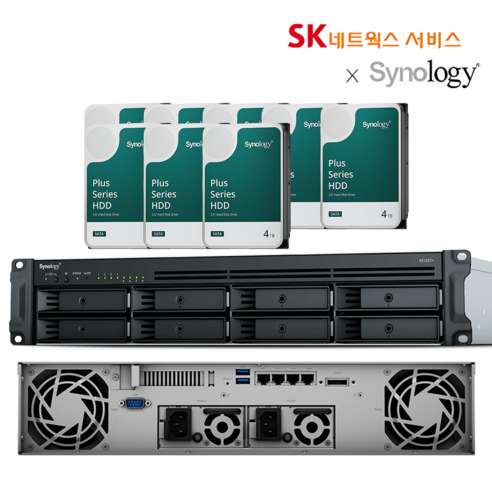 시놀로지 NAS RS1221RP+ 8베이 랙타입 리던던트 파일서버 스토리지 초기설치지원, 32TB(4TBx8)