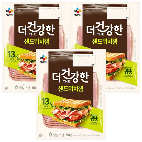 CJ 더건강한 샌드위치햄(생식용) 90g, 90g, 3개