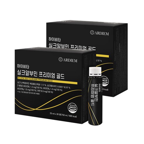 아르디엠 하이비타 실크알부민 프리미엄골드 마시는 알부민 실크펩타이드 난백분 25ml x 30병, 2박스, 30회분