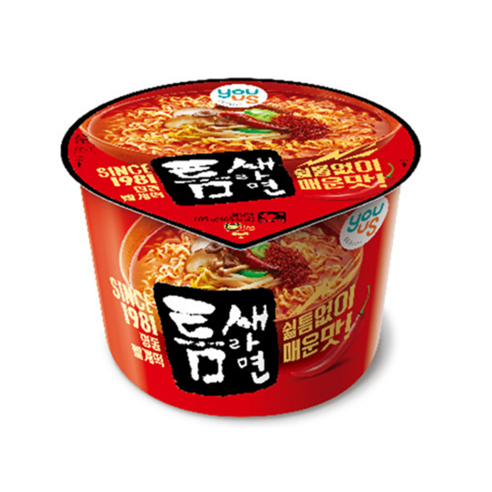 유어스 틈새라면 컵라면 매운맛 105g, 5개