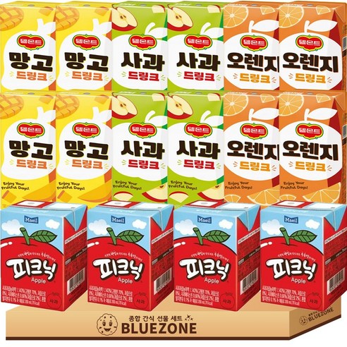 [블루존] 과일주스 음료 16개입 세트 델몬트 드링크 오렌지4 망고4 사과4 매일유업 피크닉 사과4