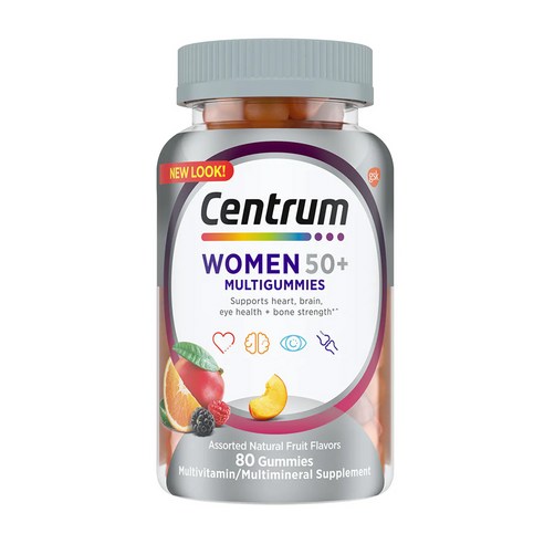 Centrum 우먼 여성 50대 이상 실버 멀티비타민 구미 어솔티드 내추럴 후르츠맛 80 구미