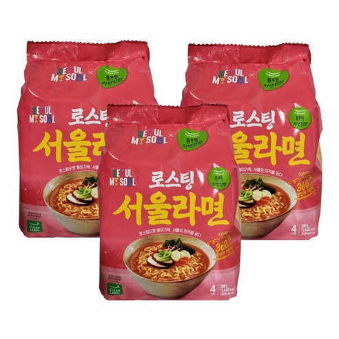 풀무원 로스팅 서울라면 388g 1봉지 (4개입) 자연 건면, 3개