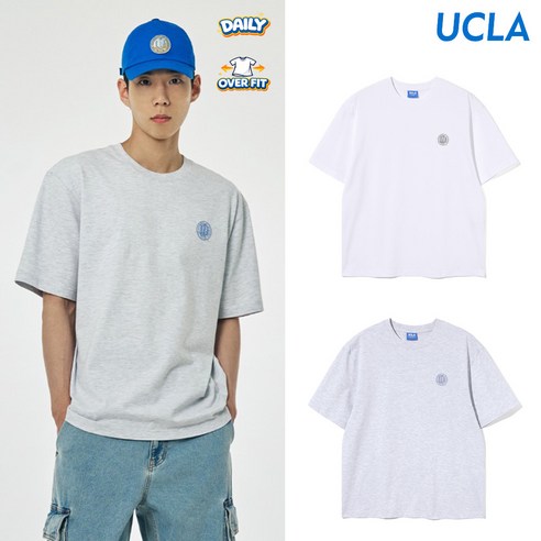 UCLA 남여공용 오버핏 반팔티셔츠 OVERFIT 루즈핏 박스핏 베이직 데일리룩 커플룩 출퇴근룩 여름기본티 면100% 촉감이 매우좋은 우수한 원단채질의 반소매티셔츠