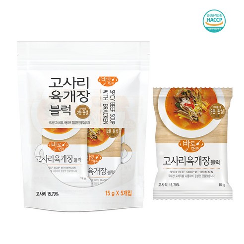 바로먹쿡 즉석국 고사리육개장 15g 5개, 15g, 5개