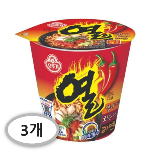 오뚜기 열라면 컵라면,62g, 3개