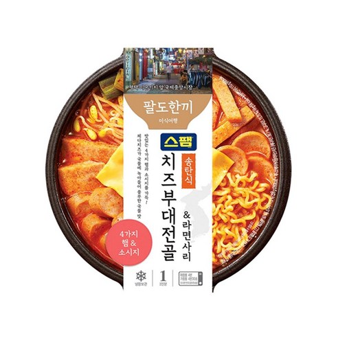 팔도한끼 송탄식 스팸치즈부대전골 라면사리 354g x 8개