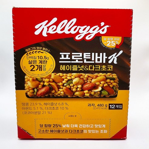 켈로그 프로틴바K 헤이즐넛 & 다크초코, 40g, 12개