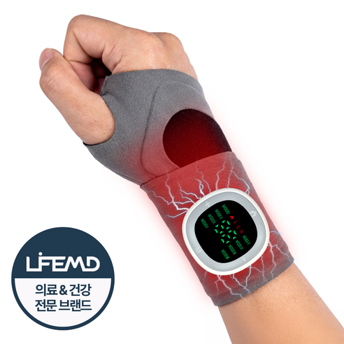 라이프엠디  TENS + EMS 온열 저주파 손목 마사지기 손목아대 보호대 겸용 무선 휴대용 마사지 안마기