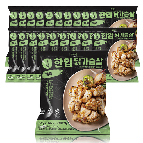 흑닭 한입 닭가슴살 페퍼, 100g, 20개