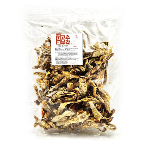 바삭한 국내산 고추부각 300g 건강한 간식 과자 안주 튀각, 300g, 2개