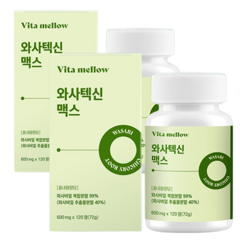 비타멜로우 와사텍신맥스 와사비잎 추출물 HACCP 식약청인증, 2개, 120정