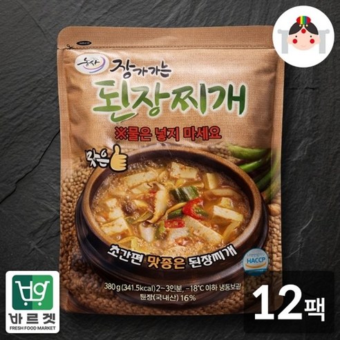 시집가는농산 장가가는 된장찌개 380g x 12팩 / 바르겟, 380g, 12개