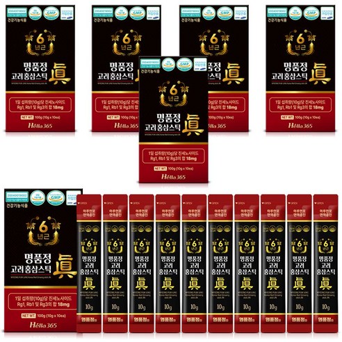 명품정 6년근 고려 홍삼 스틱 진 실속형 1포당 진세노사이드 18mg
