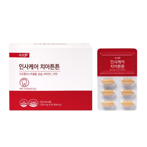 인사케어 치아 탄탄 칼슘 이가 튼튼 프로폴리스 비타민C 영양제, 1박스, 120정