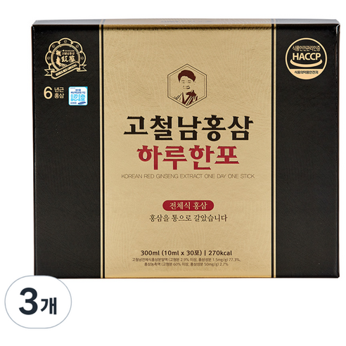 고철남홍삼 하루한포 홍삼 스틱, 30회분, 3개
