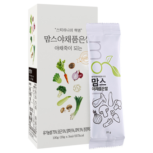 [맘스] 야채죽이 되는 중기이유식용 쌀가루 재료 야채품은쌀, 100g, 1개