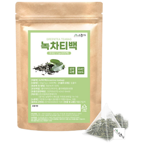 국산 녹차 삼각티백 30T 녹차티백, 1개, 30개입, 1g
