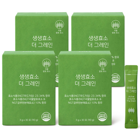네츄럴굿띵스 NGT 생생효소 더 그레인 30포, 4박스, 90g